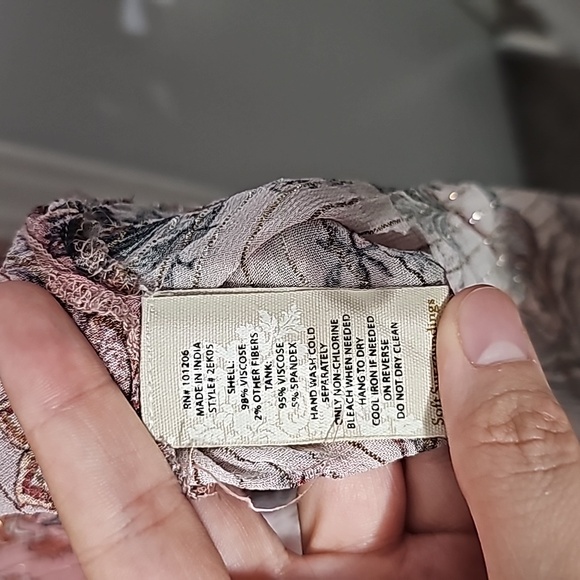 Soft Surroundings | Aura Shirt, Lightweight Sheer Pink Floral Button Down - Picture 6 of 6